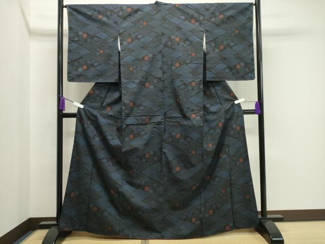 平和屋着物●本場大島紬　7マルキ　菱吉祥花文　正絹　逸品　未使用　CAAX5929gh