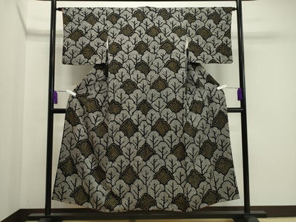 平和屋着物●上質な小紋　総絞り　草木文　金彩　正絹　逸品　CAAX5950gh