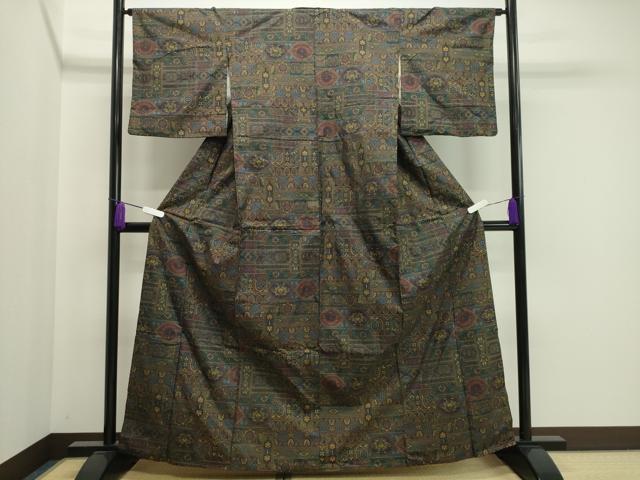 平和屋着物●本場大島紬　7マルキ　吉祥草花文　正絹　逸品　CAAX5956gh