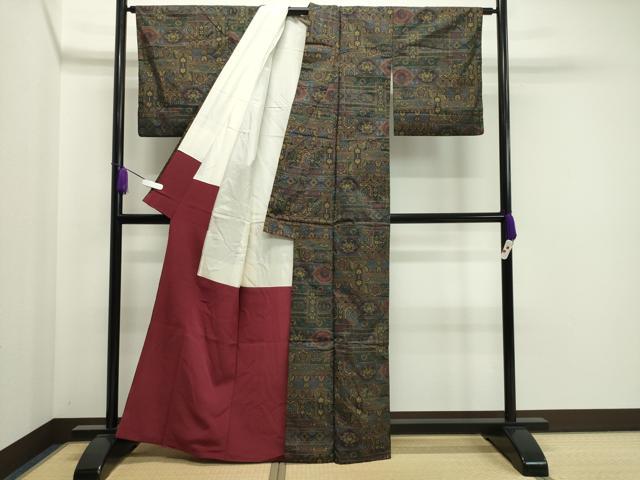平和屋着物●本場大島紬　7マルキ　吉祥草花文　正絹　逸品　CAAX5956gh