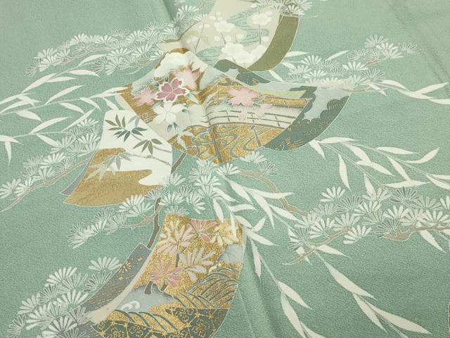 平和屋着物●訪問着　色紙重ね松竹梅文　金彩　正絹　逸品　CAAX5967gh