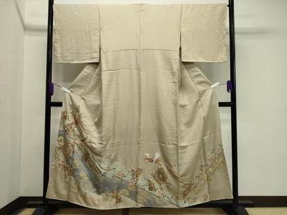 平和屋着物●豪華色留袖　駒刺繍　鳳凰花唐草文　暈し染め　金銀彩　三越扱い　正絹　逸品　未使用　CAAX5994gh