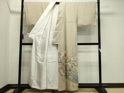 平和屋着物●豪華色留袖　駒刺繍　鳳凰花唐草文　暈し染め　金銀彩　三越扱い　正絹　逸品　未使用　CAAX5994gh