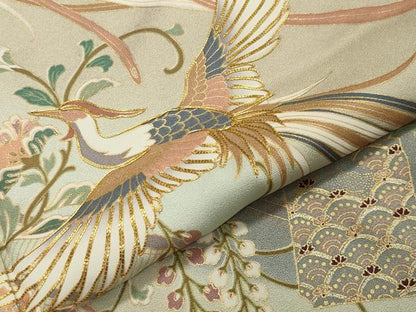 平和屋着物●豪華色留袖　駒刺繍　鳳凰花唐草文　暈し染め　金銀彩　三越扱い　正絹　逸品　未使用　CAAX5994gh