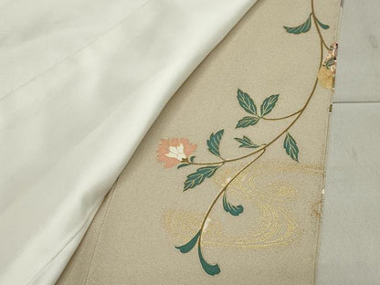 平和屋着物●豪華色留袖　駒刺繍　鳳凰花唐草文　暈し染め　金銀彩　三越扱い　正絹　逸品　未使用　CAAX5994gh