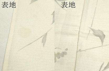 平和屋着物＊夏物 小紋 絽 手描き 枝花文 洗える着物 CAAX6256ze