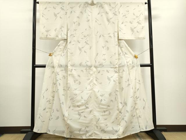 平和屋着物＊夏物 小紋 絽 手描き 枝花文 洗える着物 CAAX6256ze