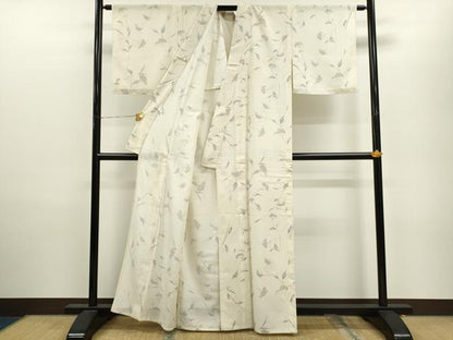 平和屋着物＊夏物 小紋 絽 手描き 枝花文 洗える着物 CAAX6256ze