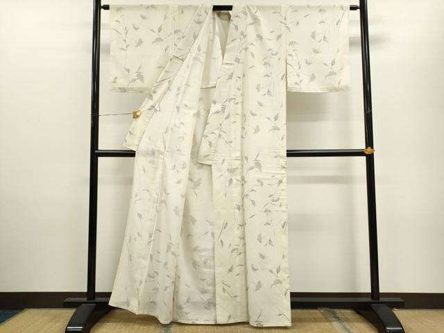 平和屋着物＊夏物 小紋 絽 手描き 枝花文 洗える着物 CAAX6256ze