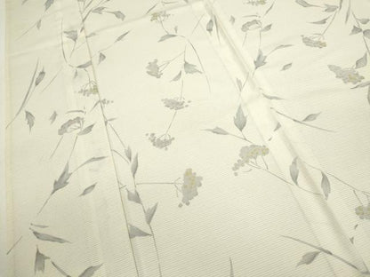 平和屋着物＊夏物 小紋 絽 手描き 枝花文 洗える着物 CAAX6256ze