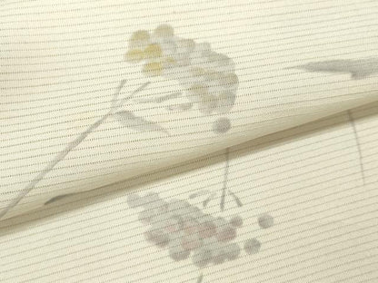 平和屋着物＊夏物 小紋 絽 手描き 枝花文 洗える着物 CAAX6256ze