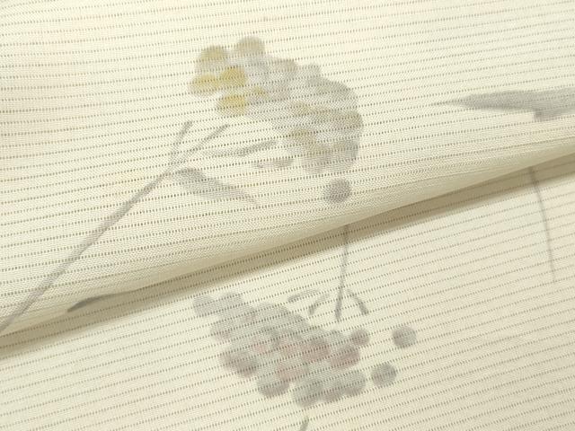 平和屋着物＊夏物 小紋 絽 手描き 枝花文 洗える着物 CAAX6256ze