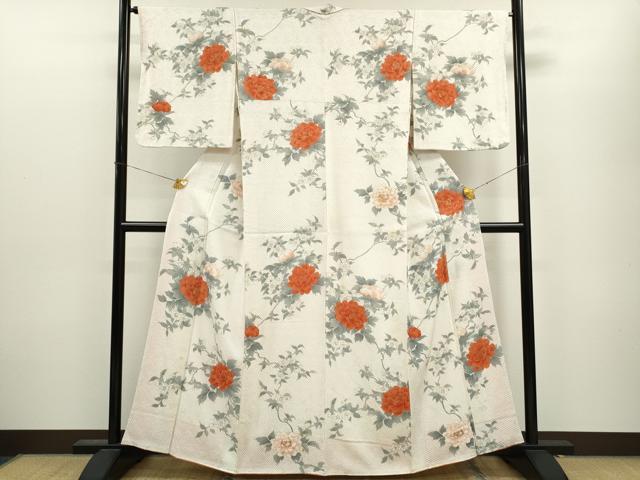 平和屋着物●名門　藤娘きぬたや・総絞り　小紋　枝花文　金彩　正絹　逸品　CAAX6313ze