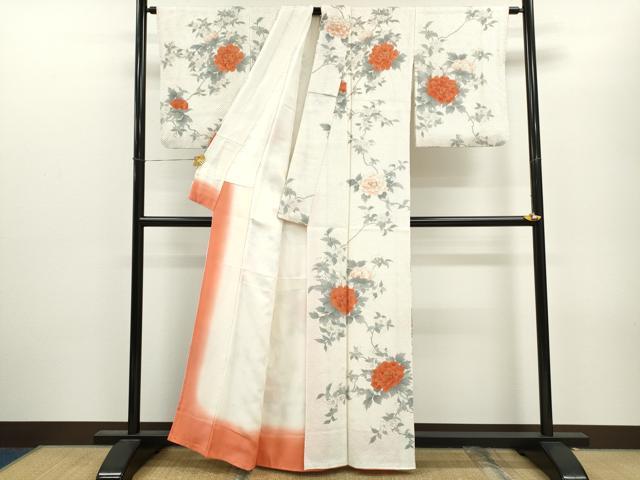 平和屋着物●名門　藤娘きぬたや・総絞り　小紋　枝花文　金彩　正絹　逸品　CAAX6313ze