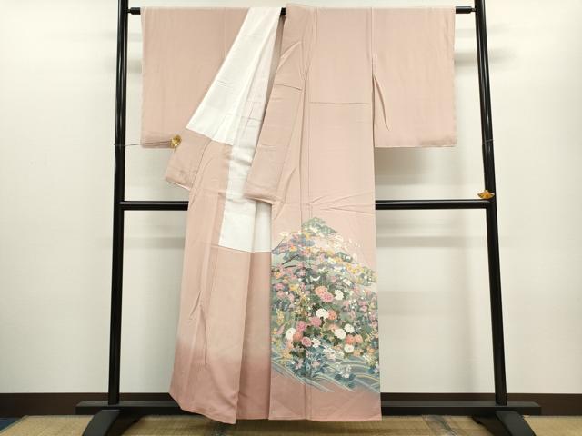 平和屋着物●十日町友禅作家　岡村蒼風　松竹梅立波枝花文　暈し染め　正絹　逸品　CAAX6336ze