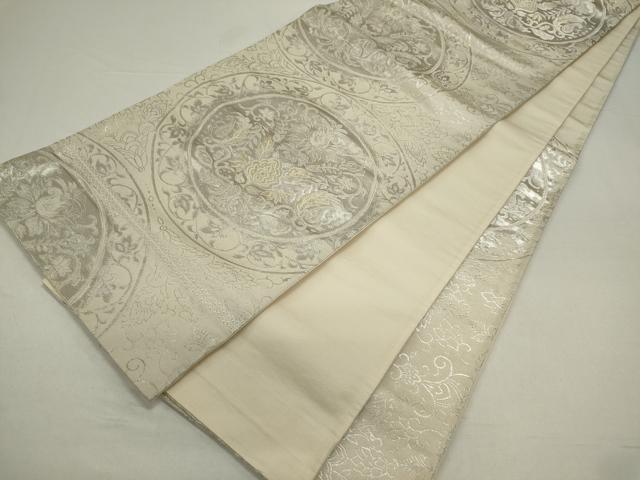 平和屋着物◎六通柄 京袋帯 正倉院更紗花文 銀糸 正絹 逸品 CAAX6793ou
