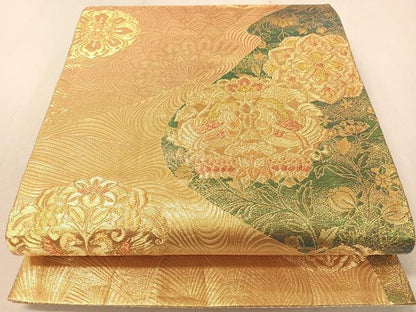 平和屋着物▼佐賀錦　六通柄袋帯　正倉院双鳥更紗　金糸　引箔　正絹　逸品　CAAX6859vp