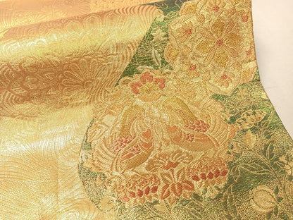 平和屋着物▼佐賀錦　六通柄袋帯　正倉院双鳥更紗　金糸　引箔　正絹　逸品　CAAX6859vp
