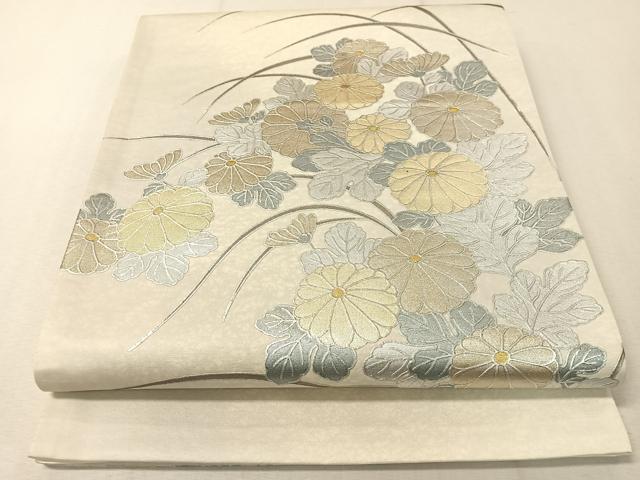 平和屋着物▼螺鈿　太鼓柄袋帯　菊花文　金銀彩　正絹　逸品　CAAX6862vp