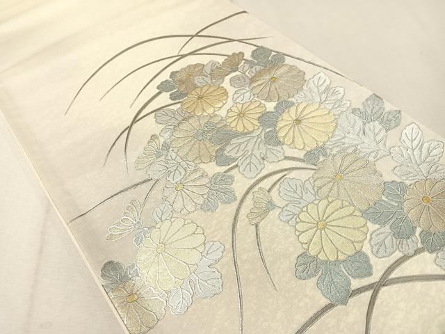 平和屋着物▼螺鈿　太鼓柄袋帯　菊花文　金銀彩　正絹　逸品　CAAX6862vp