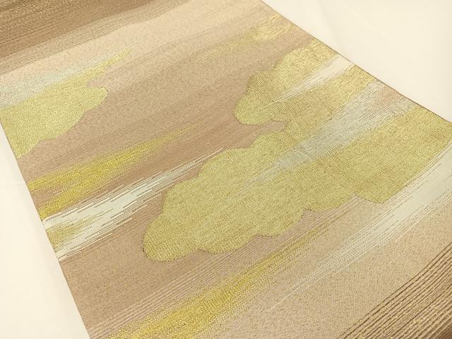 平和屋着物▼太鼓柄袋帯 綴れ 雲取り霞文 金通し地 正絹 逸品 CAAX6959vp