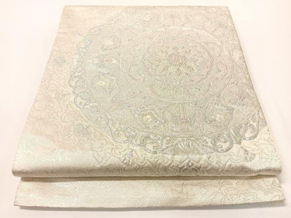 平和屋着物▼六通柄袋帯 鏡裏花文 ラメ糸 正絹 逸品 CAAX6996vp