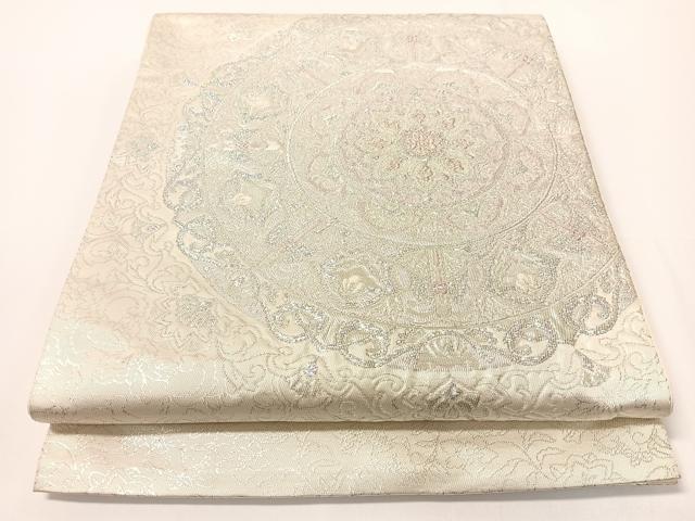 平和屋着物▼六通柄袋帯 鏡裏花文 ラメ糸 正絹 逸品 CAAX6996vp