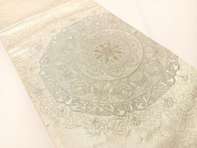 平和屋着物▼六通柄袋帯 鏡裏花文 ラメ糸 正絹 逸品 CAAX6996vp