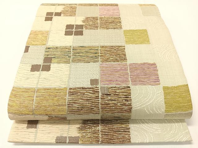 平和屋着物▽一蔵コレクション スリーシーズン 春夏秋 六通柄袋帯 瓦 金糸 正絹 逸品 未使用 CAAX7109vp