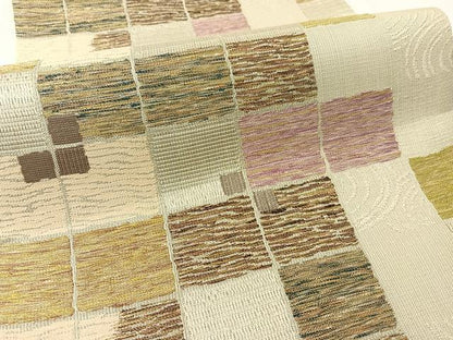 平和屋着物▽一蔵コレクション スリーシーズン 春夏秋 六通柄袋帯 瓦 金糸 正絹 逸品 未使用 CAAX7109vp