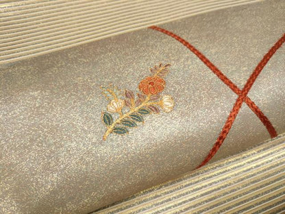 平和屋着物●九寸開き名古屋帯　駒刺繍　鳳凰枝花文　金彩　正絹　逸品　CAAX7201hy