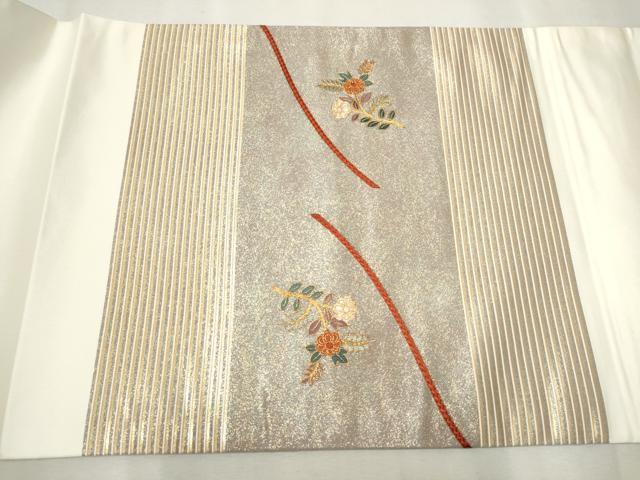 平和屋着物●九寸開き名古屋帯　駒刺繍　鳳凰枝花文　金彩　正絹　逸品　CAAX7201hy