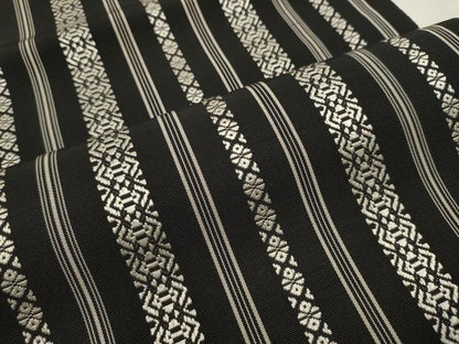 平和屋着物●本場筑前博多織　八寸名古屋帯　一重帯　献上　黒地　正絹　逸品　CAAX7210hy
