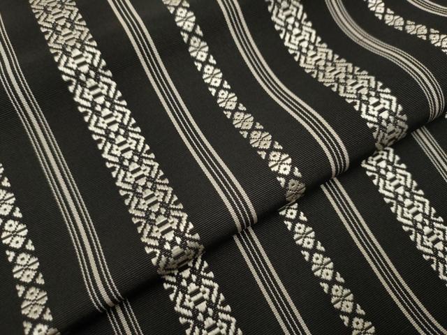 平和屋着物●本場筑前博多織　八寸名古屋帯　一重帯　献上　黒地　正絹　逸品　CAAX7210hy