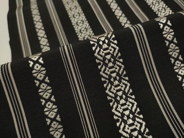 平和屋着物●本場筑前博多織　八寸名古屋帯　一重帯　献上　黒地　正絹　逸品　CAAX7210hy