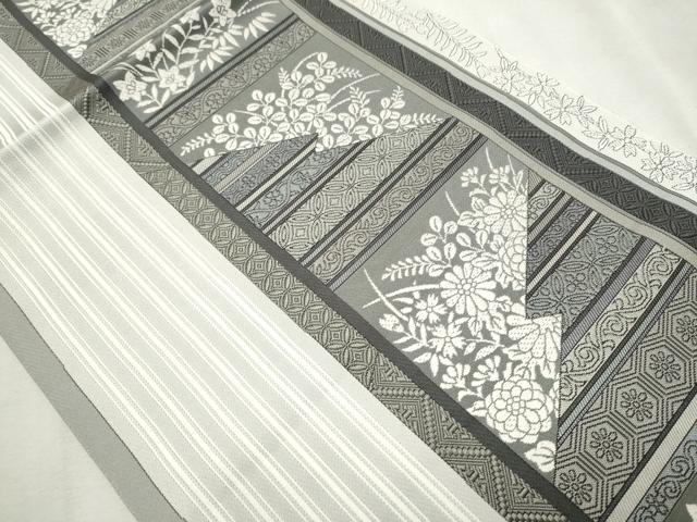 平和屋着物●本場筑前博多織 八寸名古屋帯 雪輪草花文 金糸 正絹 逸品 CAAX7228hy