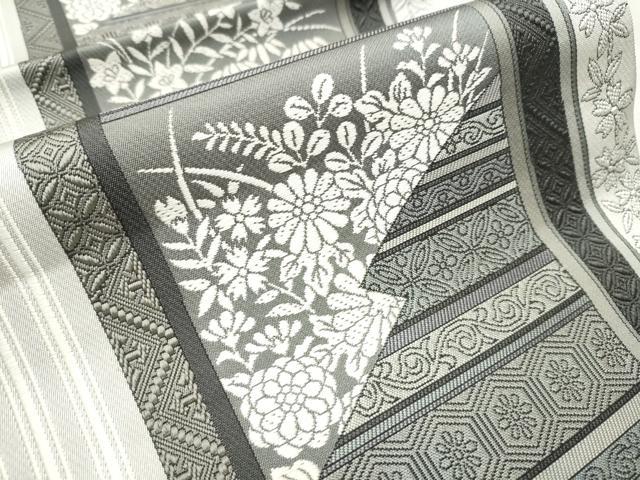 平和屋着物●本場筑前博多織 八寸名古屋帯 雪輪草花文 金糸 正絹 逸品 CAAX7228hy