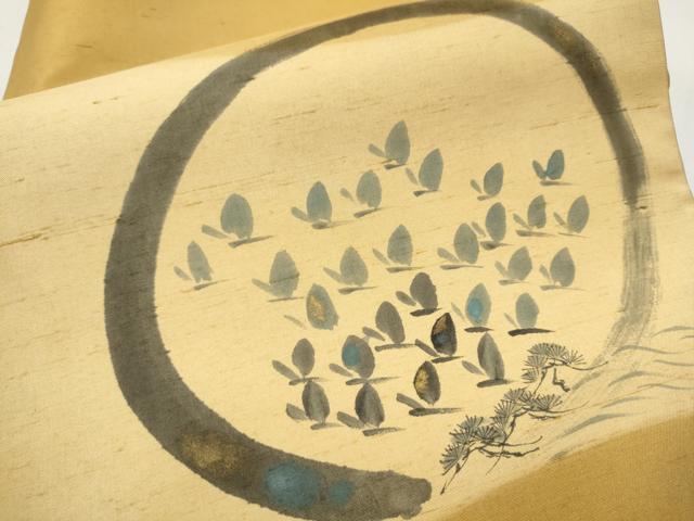 平和屋着物●九寸開き名古屋帯 手描き 紬地 トンボ 正絹 逸品 CAAX7240hy