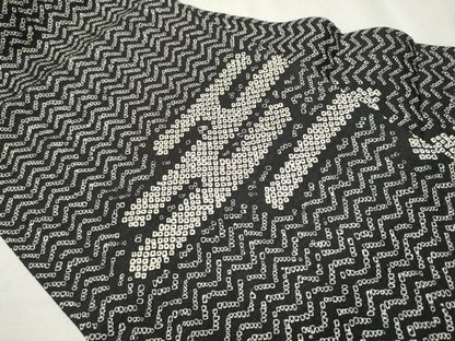 平和屋着物●九寸名古屋帯　総絞り　エ霞文　黒地　正絹　逸品　CAAX7247hy
