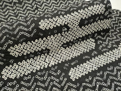 平和屋着物●九寸名古屋帯　総絞り　エ霞文　黒地　正絹　逸品　CAAX7247hy