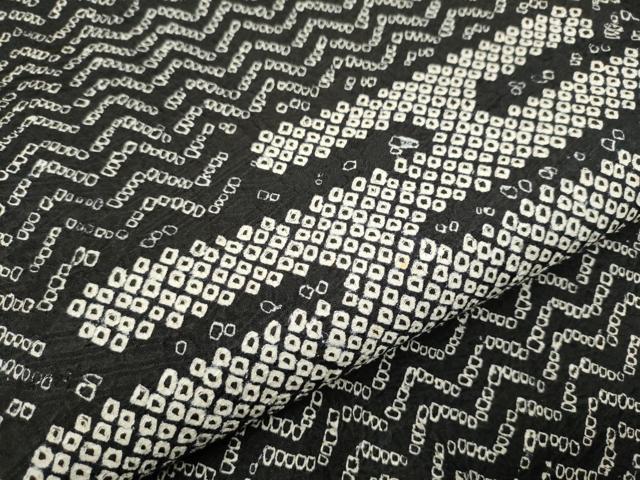 平和屋着物●九寸名古屋帯　総絞り　エ霞文　黒地　正絹　逸品　CAAX7247hy