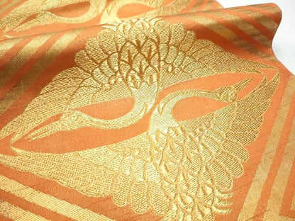 平和屋着物●西陣　川島織物　六通柄　本袋帯　双鶴菱文　金糸　正絹　逸品　CAAX7256hy