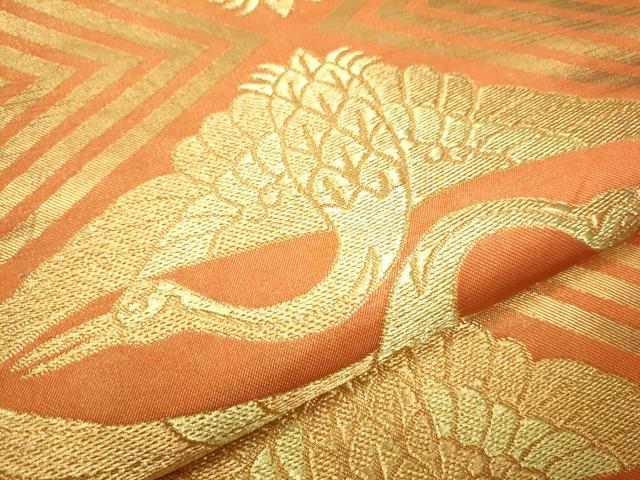 平和屋着物●西陣　川島織物　六通柄　本袋帯　双鶴菱文　金糸　正絹　逸品　CAAX7256hy