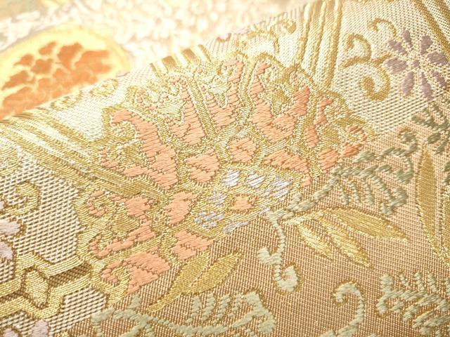 平和屋着物●西陣 川島織物 六通柄 本袋帯 唐織 切嵌花唐草文 金銀糸 正絹 逸品 CAAX7260hy