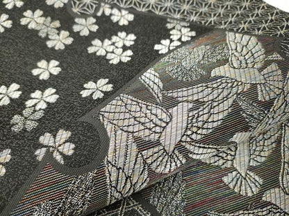 平和屋着物●染色作家　斉藤三才　六通柄袋帯　三才鳥　銀糸　正絹　逸品　CAAX7306hy
