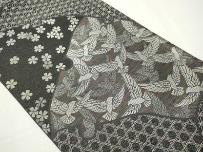 平和屋着物●染色作家　斉藤三才　六通柄袋帯　三才鳥　銀糸　正絹　逸品　CAAX7306hy