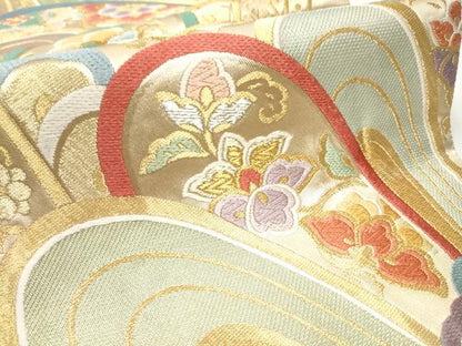 平和屋着物●唐織・西陣の老舗・名門・藤原織物 六通柄袋帯 更紗花文 金銀糸 正絹 逸品 CAAX7323hy