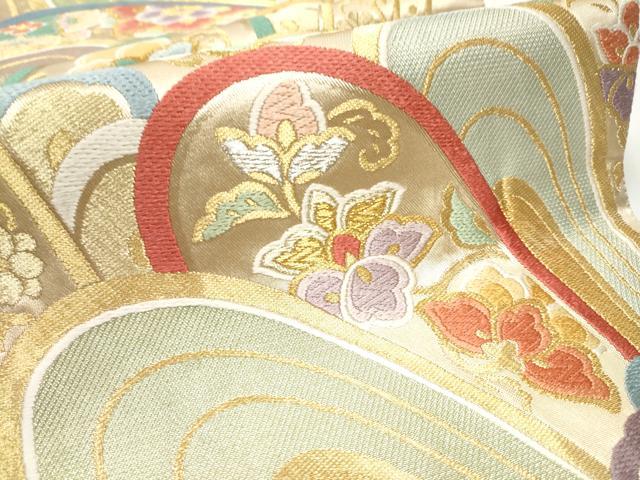 平和屋着物●唐織・西陣の老舗・名門・藤原織物 六通柄袋帯 更紗花文 金銀糸 正絹 逸品 CAAX7323hy