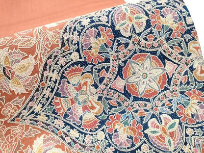 平和屋着物●中国三大刺繍 相楽刺繍 蘇州刺繍 太鼓柄袋帯 紬地 更紗花文 正絹 逸品 CAAX7405hy