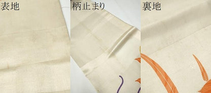 平和屋着物●アンティーク 大正ロマン 丸帯 草花文 金彩 正絹 逸品 CAAX7412hy